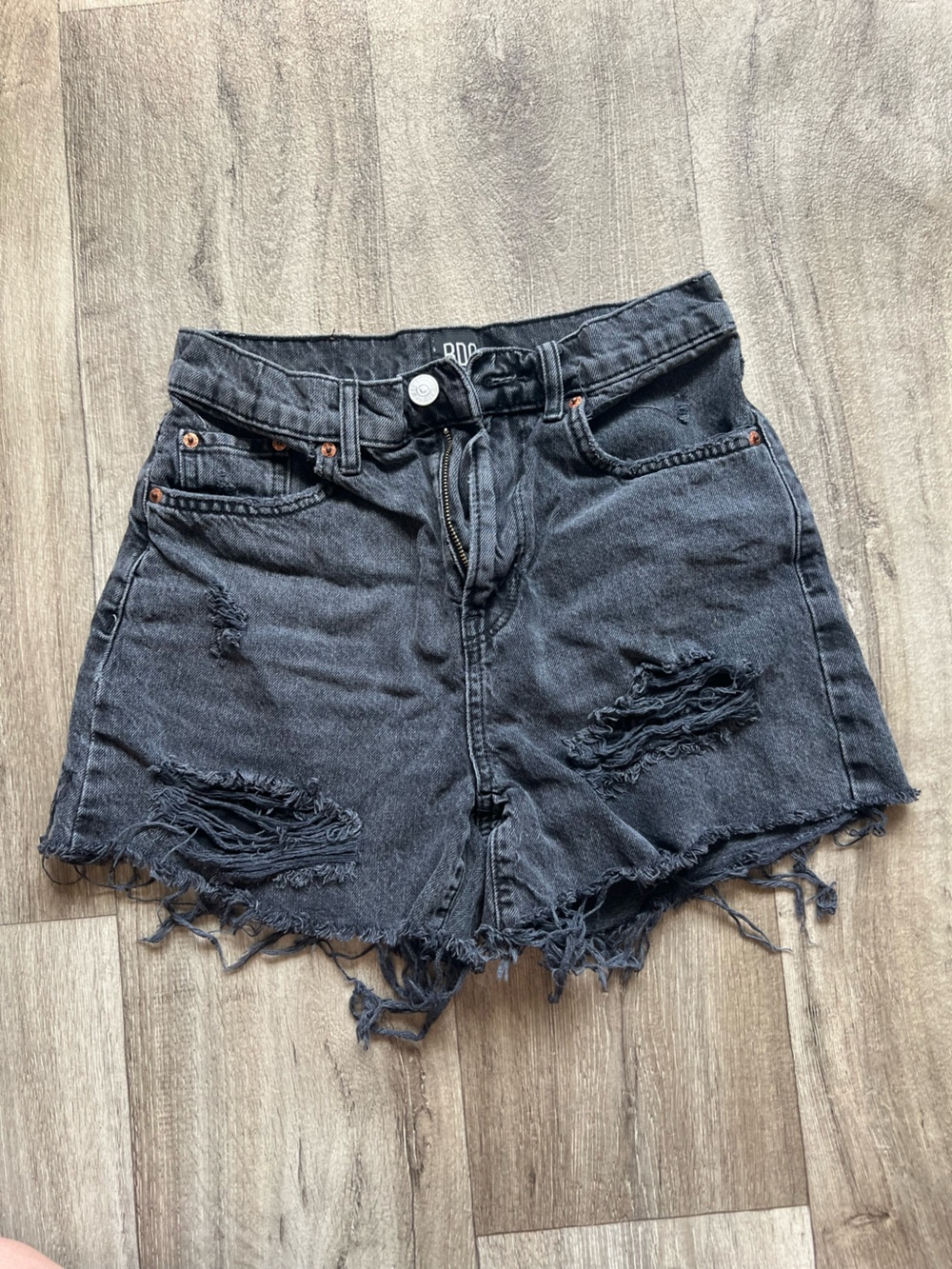 BDG Black Distressed High-Rise Denim Shorts